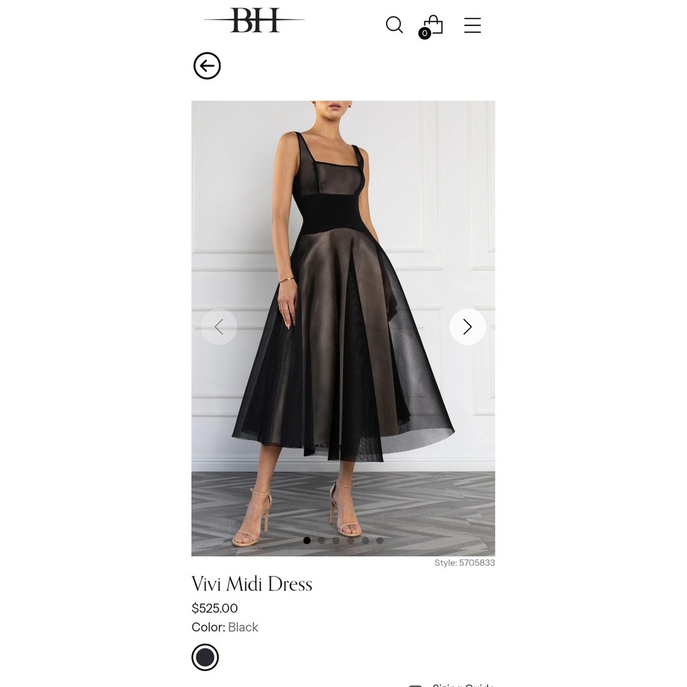 Black Halo Vivi Midi Dress Black Mesh Fit Flare‎ Cocktail Formal Size 12 5705833